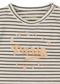 BESS - Shirt longsleeve Striped Ruffles - Off White