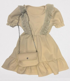 J & J - Kleedje met ruffles en tasje - Beige