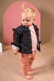 BESS - Jacket Denim/Teddy Ruffles - Black Denim