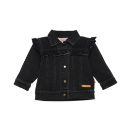 BESS - Jacket Denim/Teddy Ruffles - Black Denim