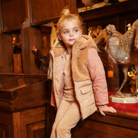 Koko Noko - Winterjas met teddy - Caramel bruin oudroze