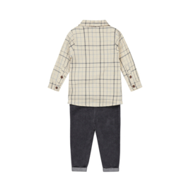 Dirkje - 3-delige set met shirt, blouse en broek - Pebble/Navy