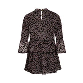 Koko Noko - Jurk met velours panterprint - Roze/zwart