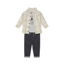 Dirkje - 3-delige set met shirt, blouse en broek - Pebble/Navy