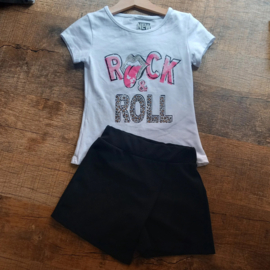 T-shirt - Rock & Roll - Wit/roze