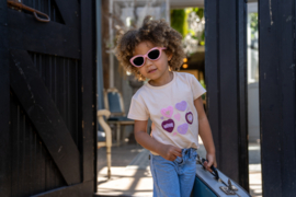 Koko Noko - T-shirt met gehaakte hartjes - beige