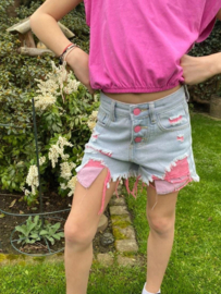 Grasstar - Denim shortje style - fuchsia