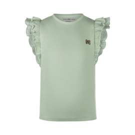 Koko Noko - T-shirt met ruffles en broderie - Zachtgroen
