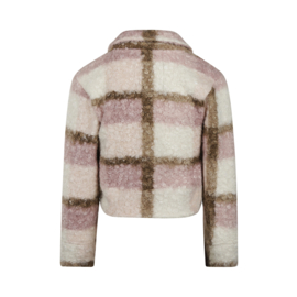 Koko Noko - Bouclé jack geruit - Off white/Bruin/Lila
