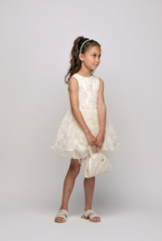 Le Chic - Jurk Symro flower-net party - Dreamy Creamy