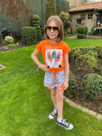 Grasstar - Denim shortje style - oranje