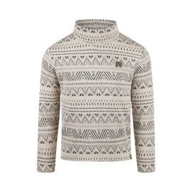 Koko Noko - Sweater met col en etnische print - Off white