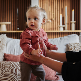 Dirkje - Flared broek met rib - Bruin