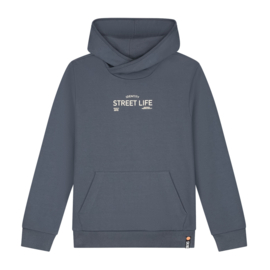 SKURK - Hoodie Sek met fotoprint en subtiele borstprint - Grijs