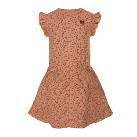 Koko Noko - Leopard kleedje met ruffle mouwtjes - Faded Orange