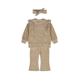 Dirkje - Kledingset met haarband en stippen - beige