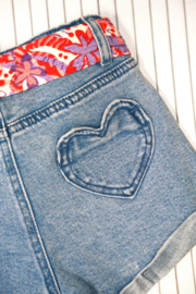 B.Nosy - Denim short Patty met gekleurd riempje - Light Denim