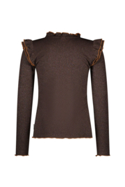 B.Nosy - Tonya top met ruffles - donkerbruin