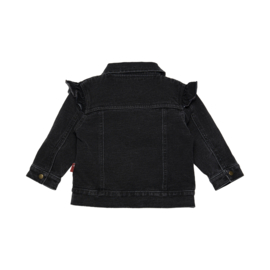 BESS - Jacket Denim/Teddy Ruffles - Black Denim