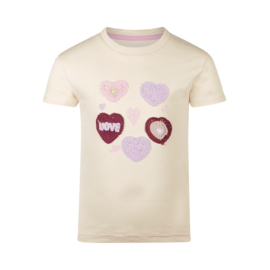 Koko Noko - T-shirt met gehaakte hartjes - beige