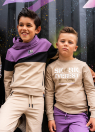 SKURK - Hoodie Siem - Colourblock purple/black/sand