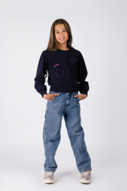 B.Nosy - Denim cargo broek Patty - Mid blue denim