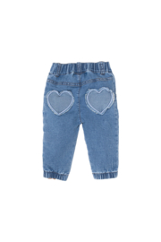 B.E.S.S. - Flared jog denim hearts - Stone wash