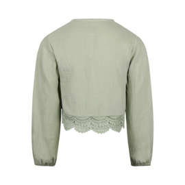 Koko Noko - Blouse met kanten detail - Lichtgroen