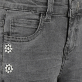 Koko Noko - Jeans loose fit met geborduurde bloem - zwart