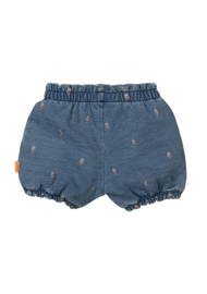 BESS - Short Denim Embroidery Flower - Stone Wash