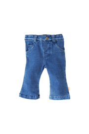 B.E.S.S. - Flared jog denim hearts - Stone wash