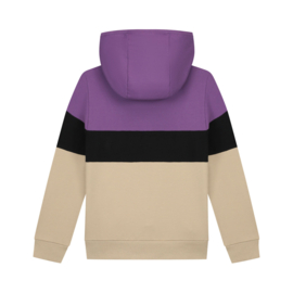 SKURK - Hoodie Siem - Colourblock purple/black/sand