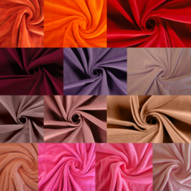 Nicky velours roze/paars/rood/oranje tinten