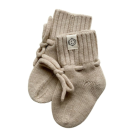 Newborn Merino Wol Slofjes / Booties | Sand