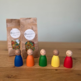 Houten kegelpoppetjes | Peg Dolls Regenboog