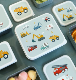 A Little Lovely Company | Lunch & Snack Box Set Voertuigen
