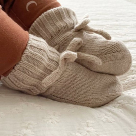 Newborn Merino Wol Slofjes / Booties | Sand