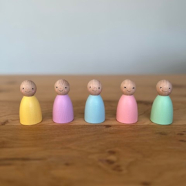 Houten kegelpoppetjes | Peg Dolls Pastel