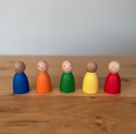 Houten kegelpoppetjes | Peg Dolls Regenboog