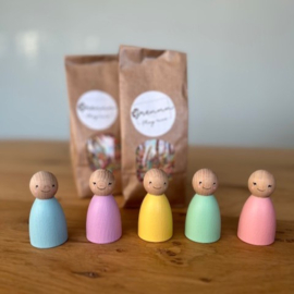 Houten kegelpoppetjes | Peg Dolls Pastel