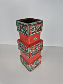 West-Germany Ü-Keramik vaas rood/groen 1303-25