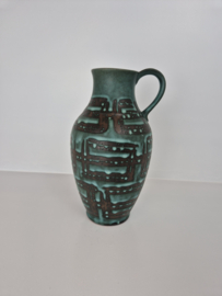 West-Germany Carstens Tonnieshof vaas met oor aqua/zwart 1515-22