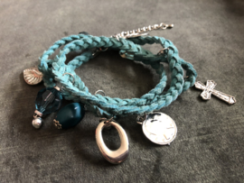 Armband vlecht smal turquoise