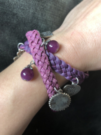 Armband vlecht smal lila