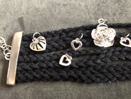 Armband vlecht breed zwart