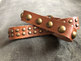 Armband studs leren bruin