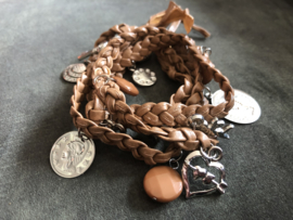 Armband vlecht smal bruin