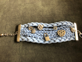 Armband vlecht breed blauw