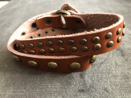 Armband studs leren bruin