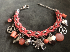 Armband bedels roze